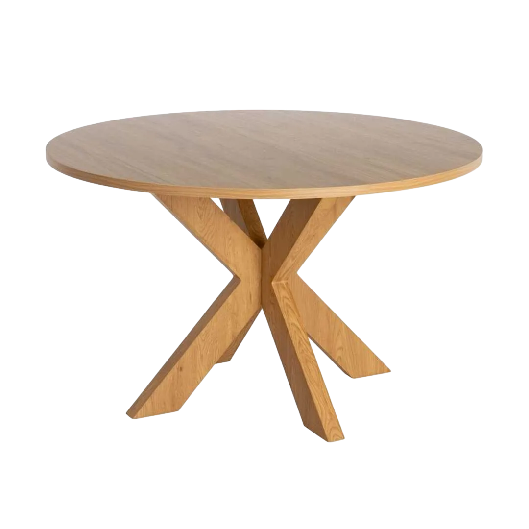 Mesa de comedor redonda en MDF revestida en melamina efecto madera natural 120x120x75cm - Ixia - 617065IX - foto-transparente