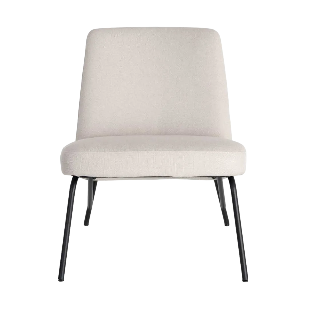 Sillón crema estructura metálica tapizado en tejido contract 62x70.50x76cm - Ixia - 617067IX - foto-transparente