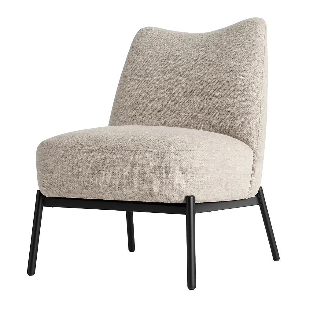 Sillón jaspeado crema con estructura de metal y tapizado en tejido 61x77x82cm - Ixia - 617073IX - foto-transparente