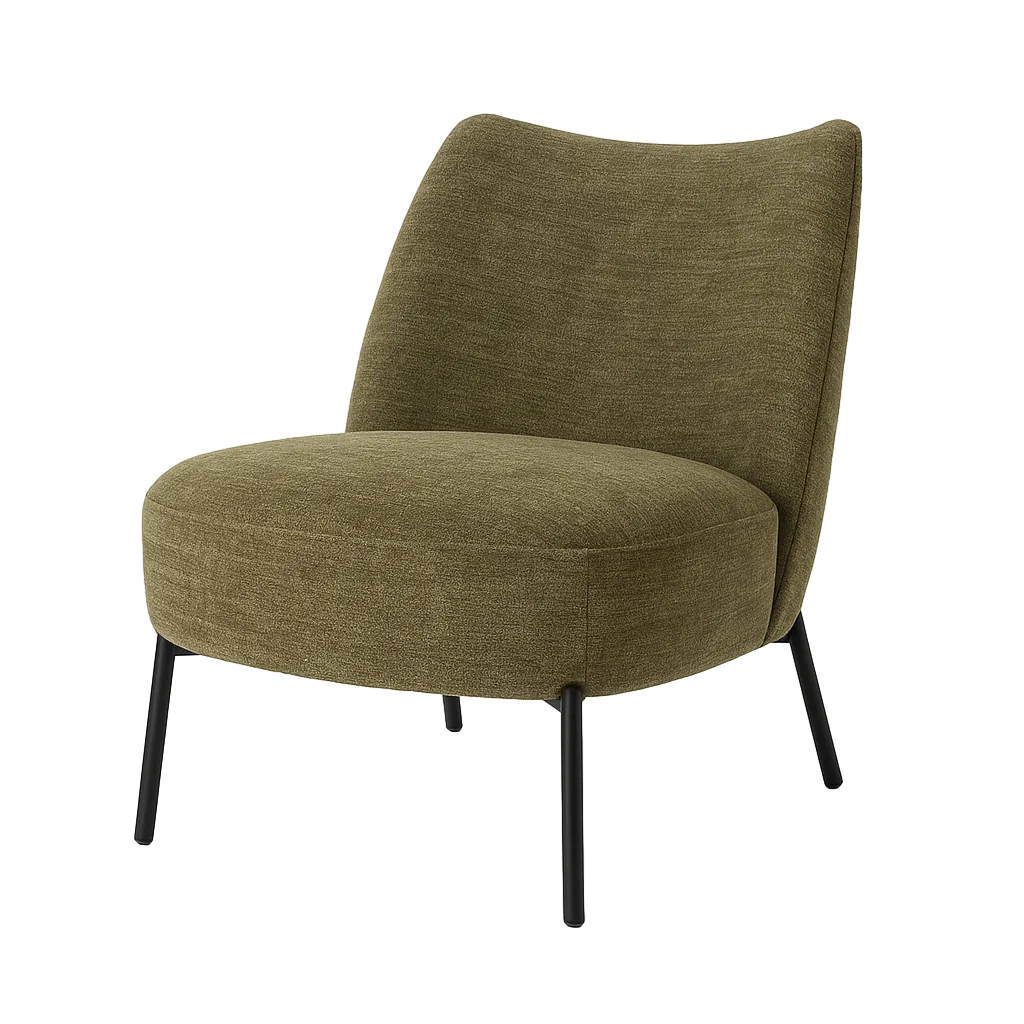 Sillón jaspeado verde con estructura metálica y tapizado en tejido 61x77x82cm - Ixia - 617074IX - foto-transparente