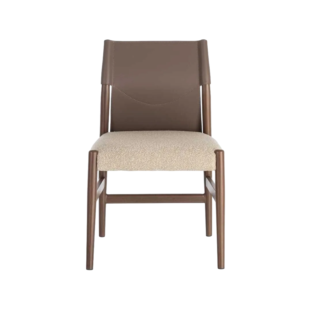 Silla de metal y tejido efecto símil piel marrón taupe con relleno foam 50x50x81.50cm - Ixia - 617078IX - foto-transparente