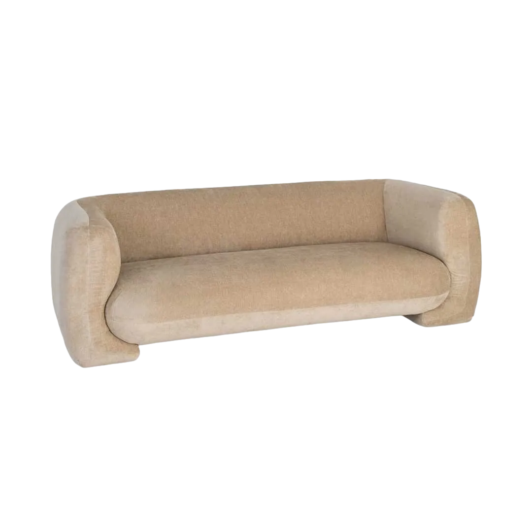 Sofá 3 plazas tapizado en tejido 100% poliéster beige 226x94x73cm - Ixia - 617082IX - foto-transparente