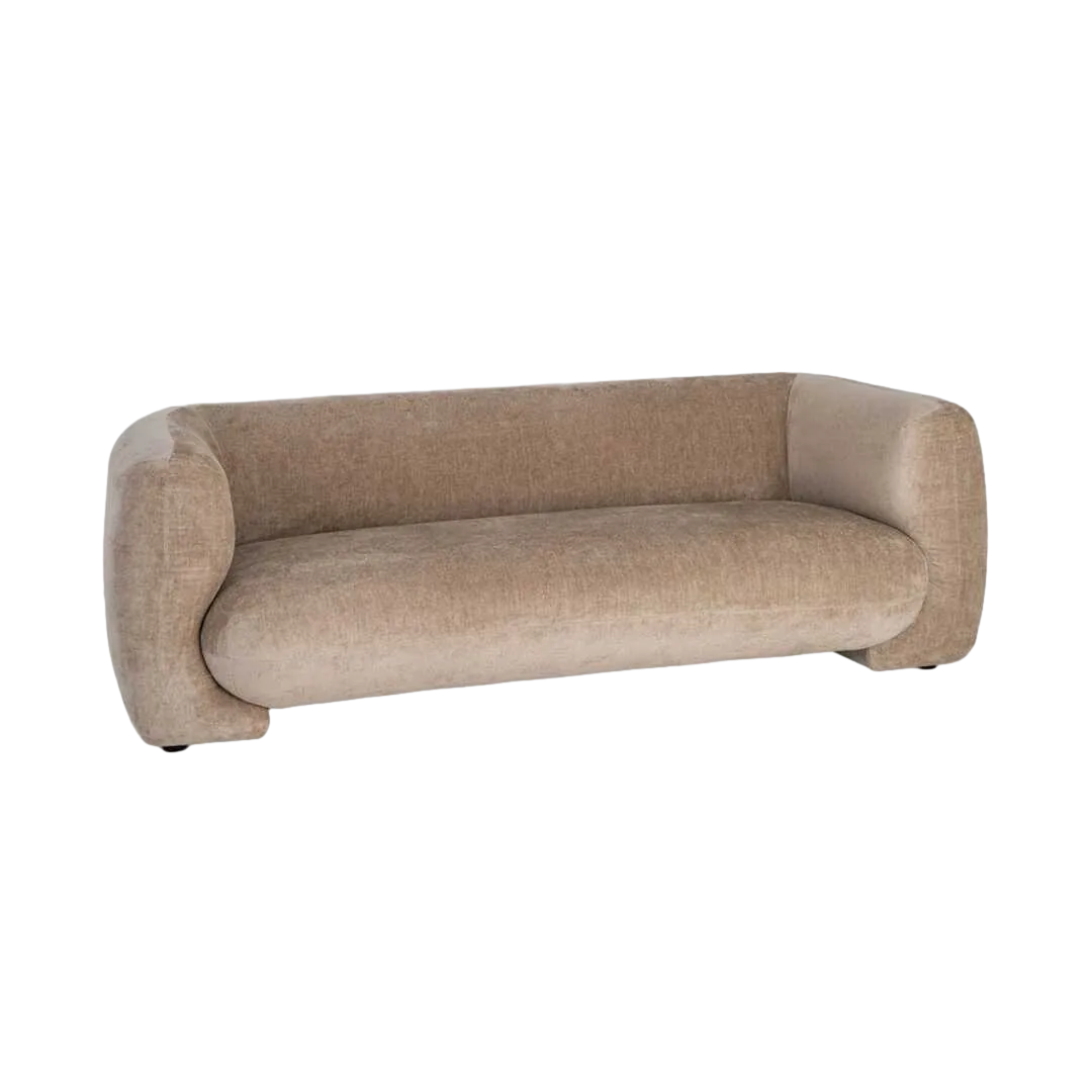 Sofá 3 plazas tapizado en tejido 100% poliéster color taupe 226x94x73cm - Ixia - 617083IX - foto-transparente