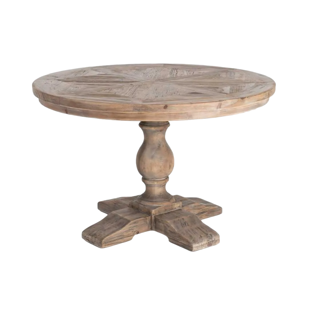 Mesa de comedor cuadrada en madera de pino reciclada con tablero de 4+4cm y base 120x120x76cm - Ixia - 617087IX - foto-transparente
