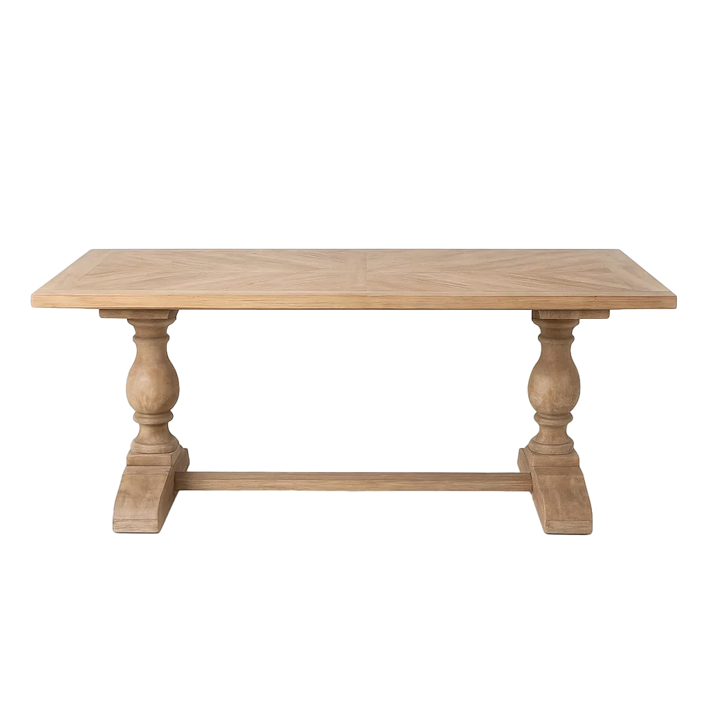 Mesa de comedor de madera de pino reciclada con tablero de 4cm 240x105x76cm - Ixia - 617088IX - foto-transparente