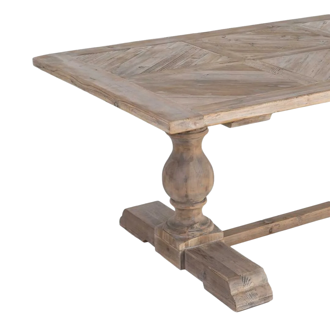 Mesa de comedor de madera de pino reciclada tablero grueso 240x105x76cm - Ixia - 617088IX - foto-transparente