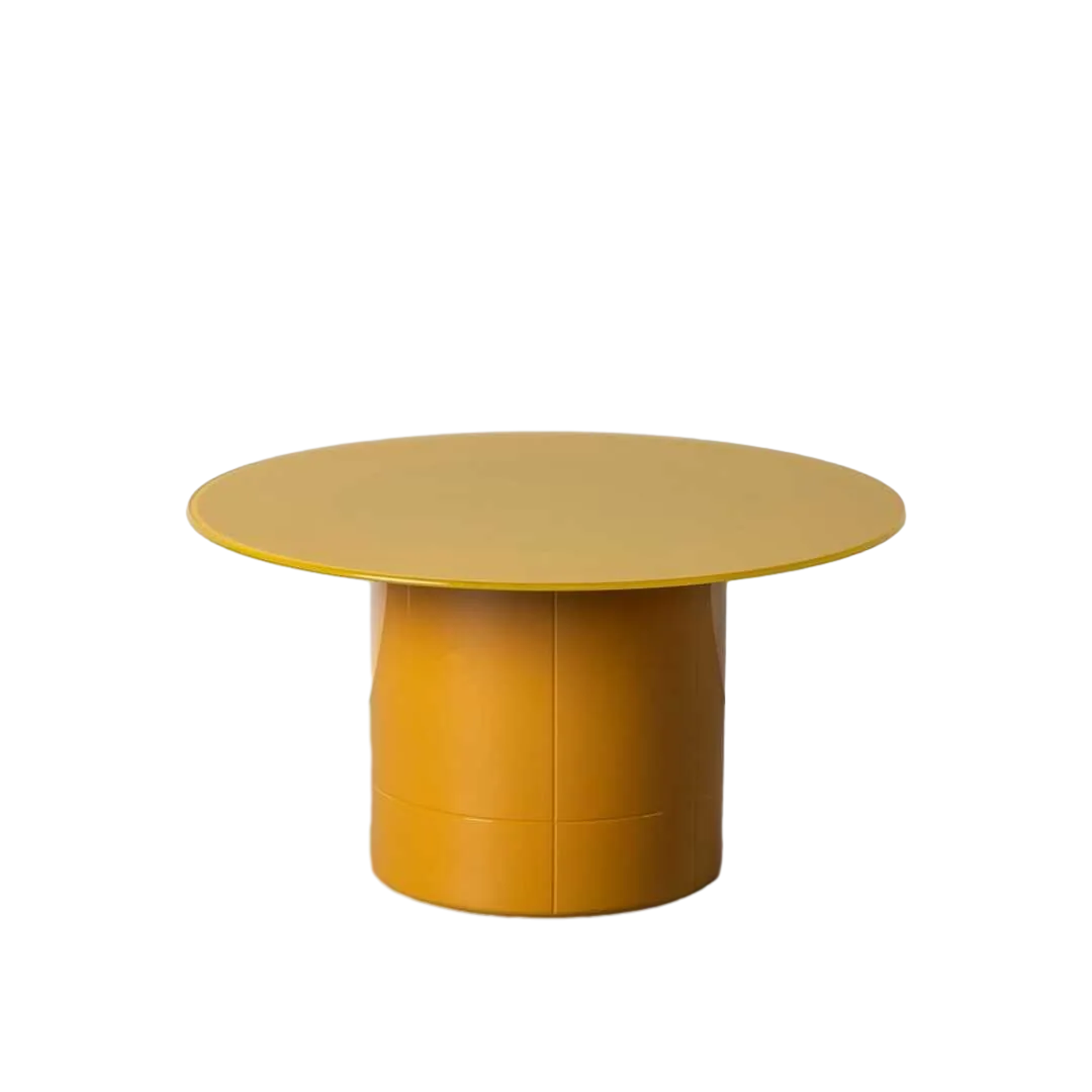 Mesa de centro amarillo con tapa de cristal templado y base en DM 80x80x42cm - Ixia - 617102IX - foto-transparente