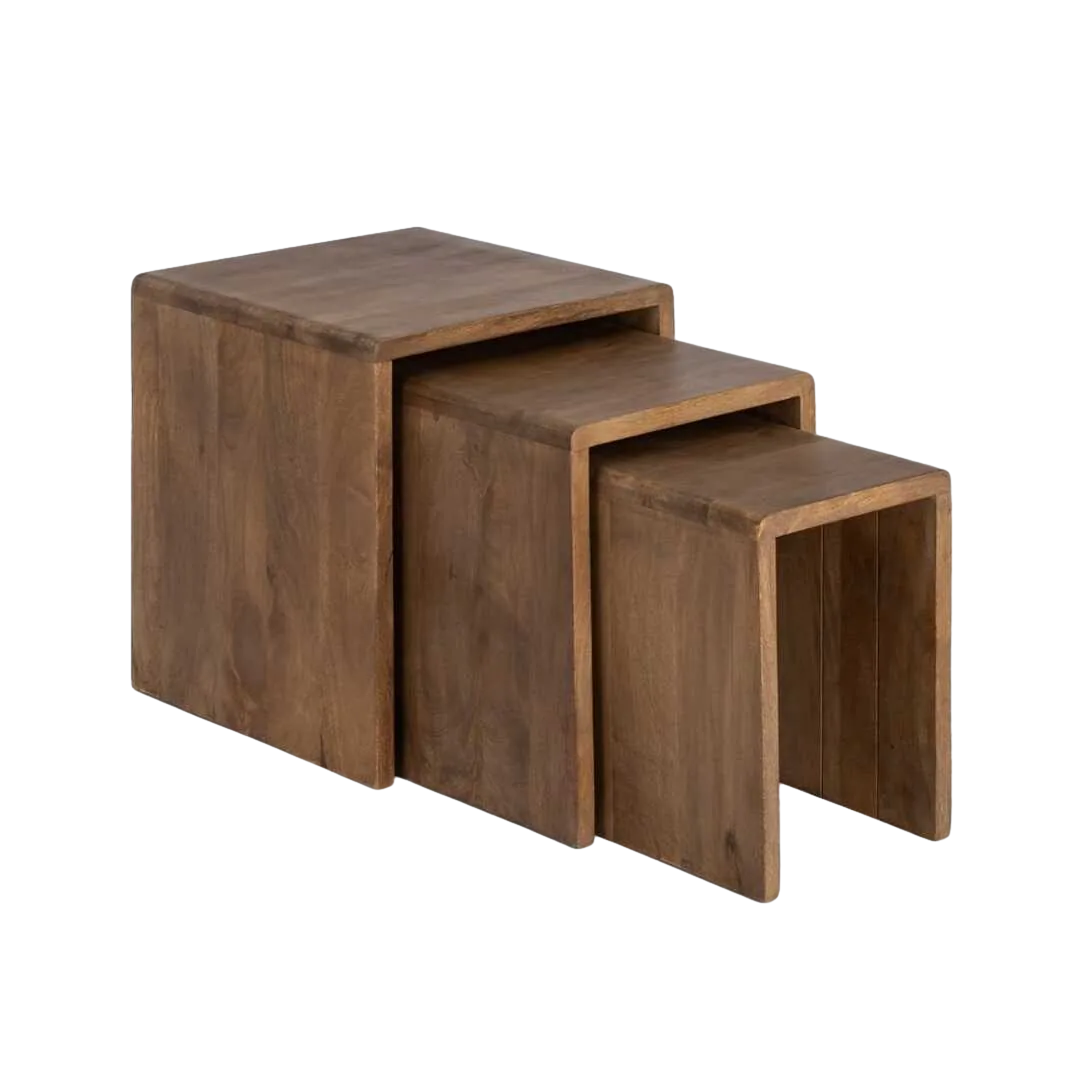Juego de 3 mesitas nido en madera de mango 45x45x50.50cm - Ixia - 617147IX - foto-transparente