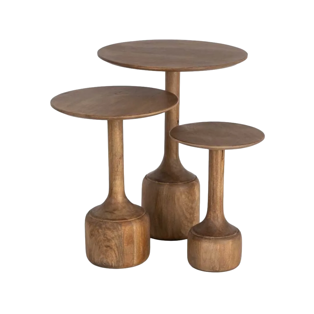 Set de 3 mesitas en madera de mango 50x50x62.50cm - Ixia - 617148IX - foto-transparente