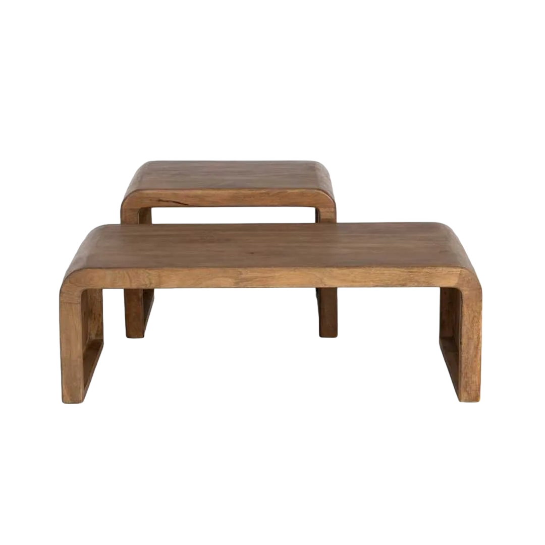 Juego de 2 mesitas de centro en madera de mango 120x55x40cm - Ixia - 617151IX - foto-transparente