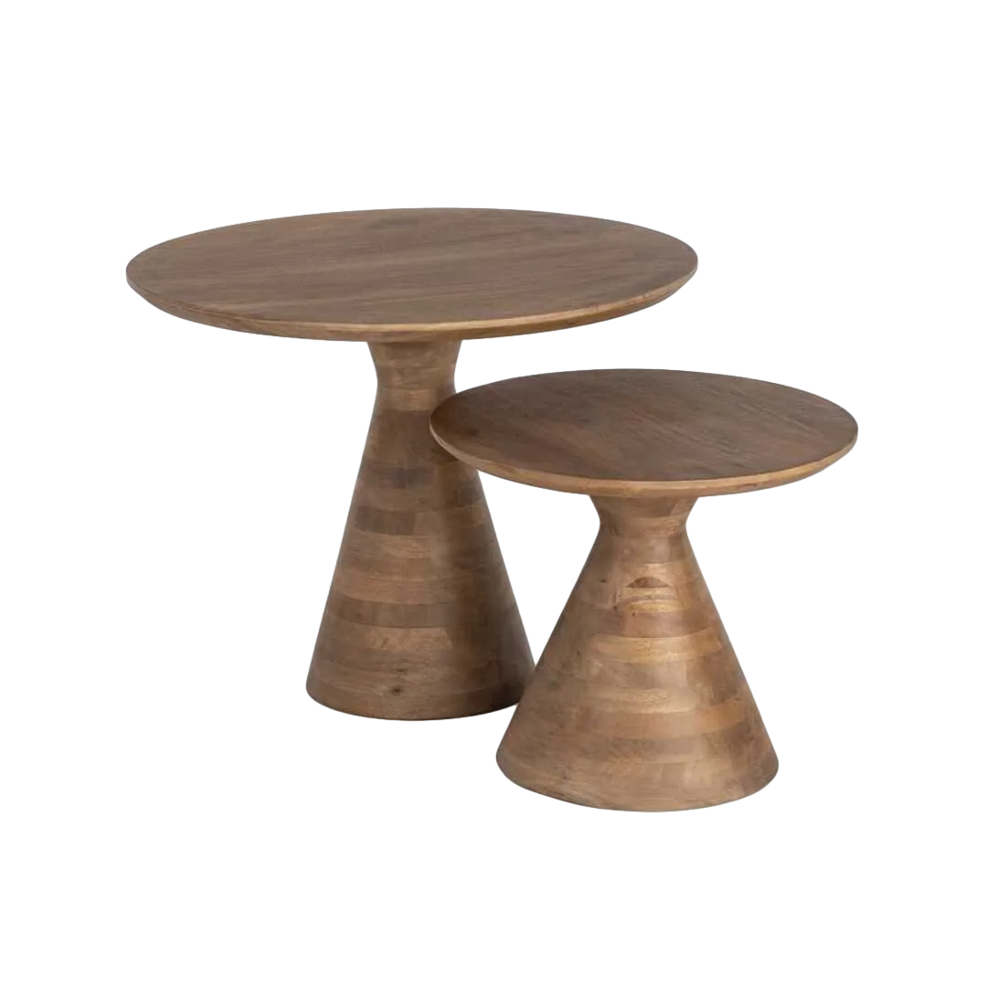 Set de 2 mesitas laterales de madera de mango 71x71x55.50cm - Ixia - 617152IX - foto-transparente
