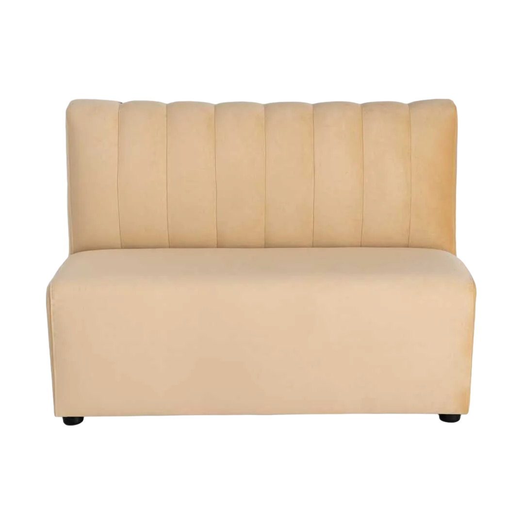 Banco hostelería tapizado en tejido beige con estructura en madera de pino y asiento de espuma de alta densidad 120x60x90cm - Ixia - 617154IX - foto-transparente