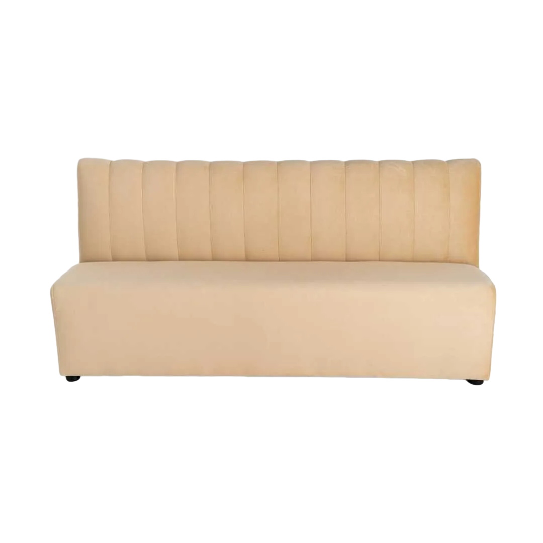 Banco hostelería tapizado beige en tejido 100% poliéster transpirable resistente a arañazos con espuma de alta densidad 180x60x90cm - Ixia - 617155IX - foto-transparente