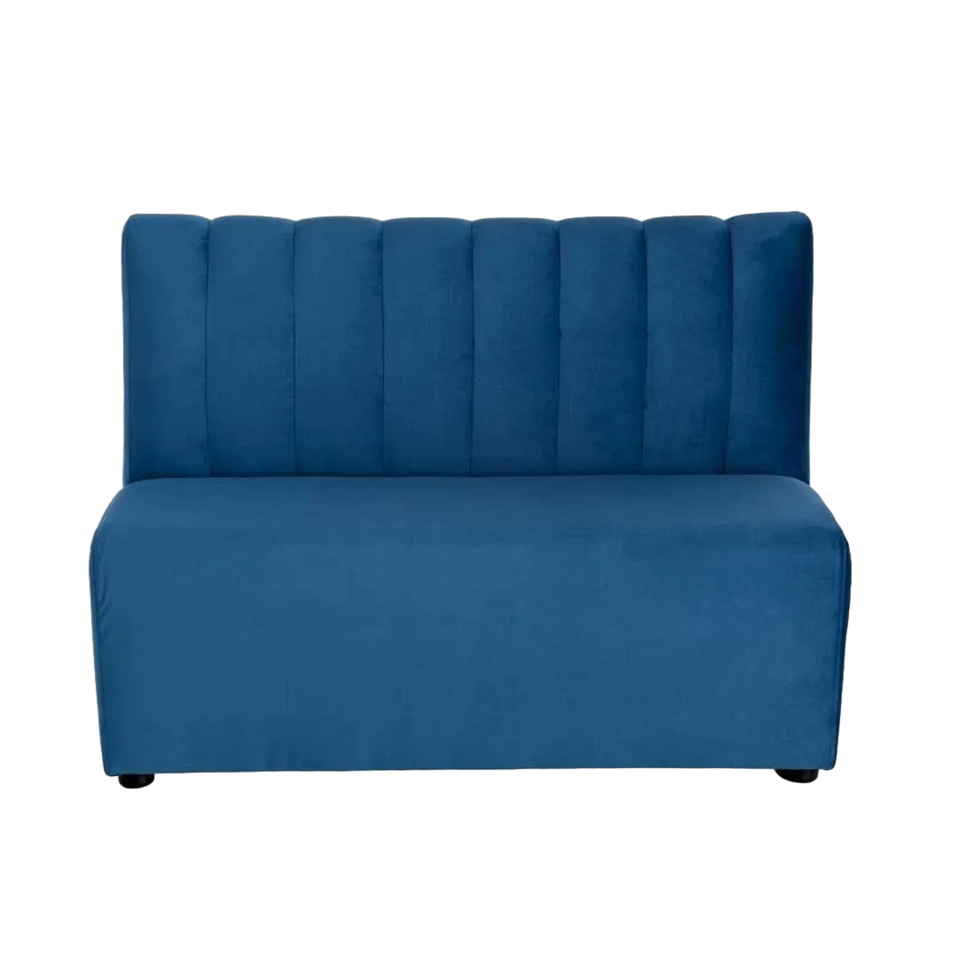 Banco hostelería tapizado azul en tejido transpirable 100% poliéster resistente a arañazos con espuma de alta densidad 120x60x90cm - Ixia - 617160IX - foto-transparente
