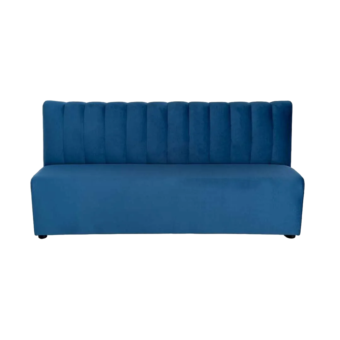 Banco de hostelería tapizado en tejido azul 180x60x90cm - Ixia - 617161IX - foto-transparente