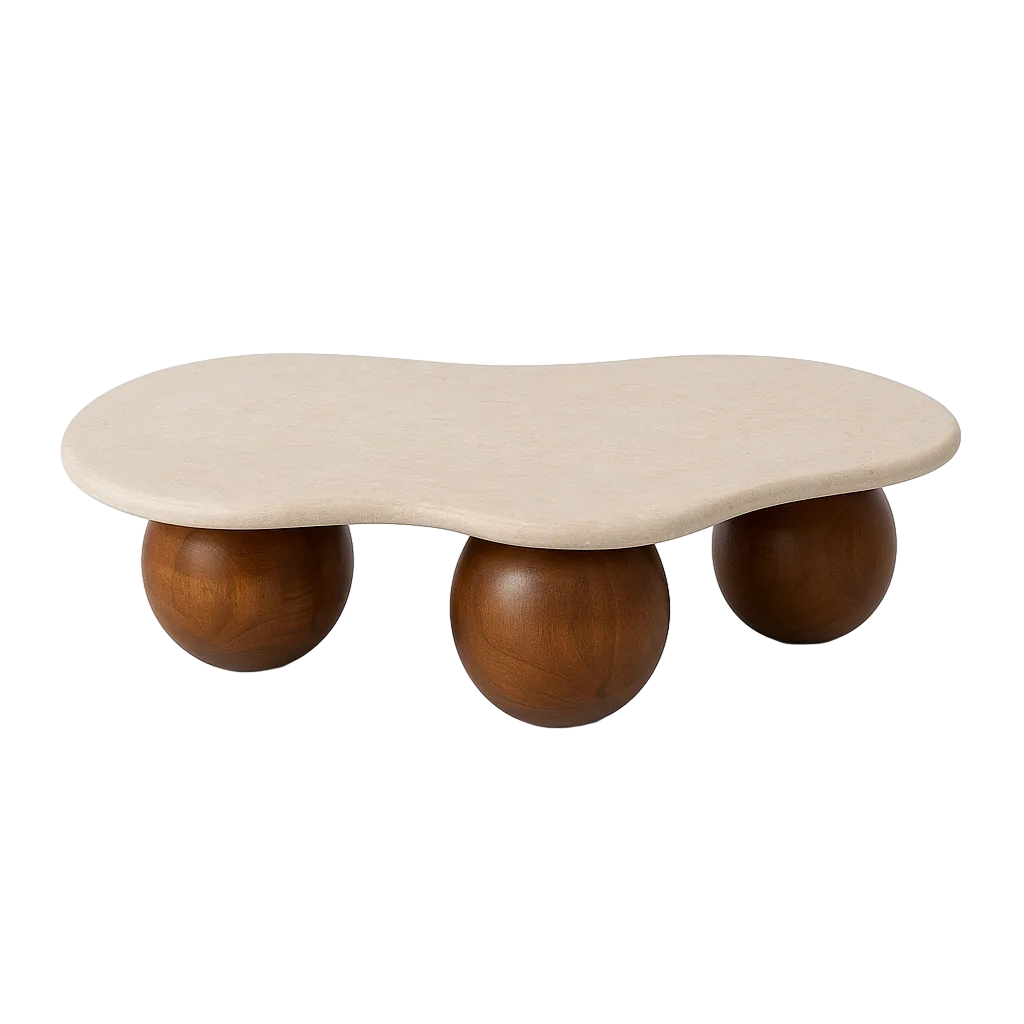 Mesa de centro en madera de mango y mármol 119x81x27cm - Ixia - 617179IX - foto-transparente