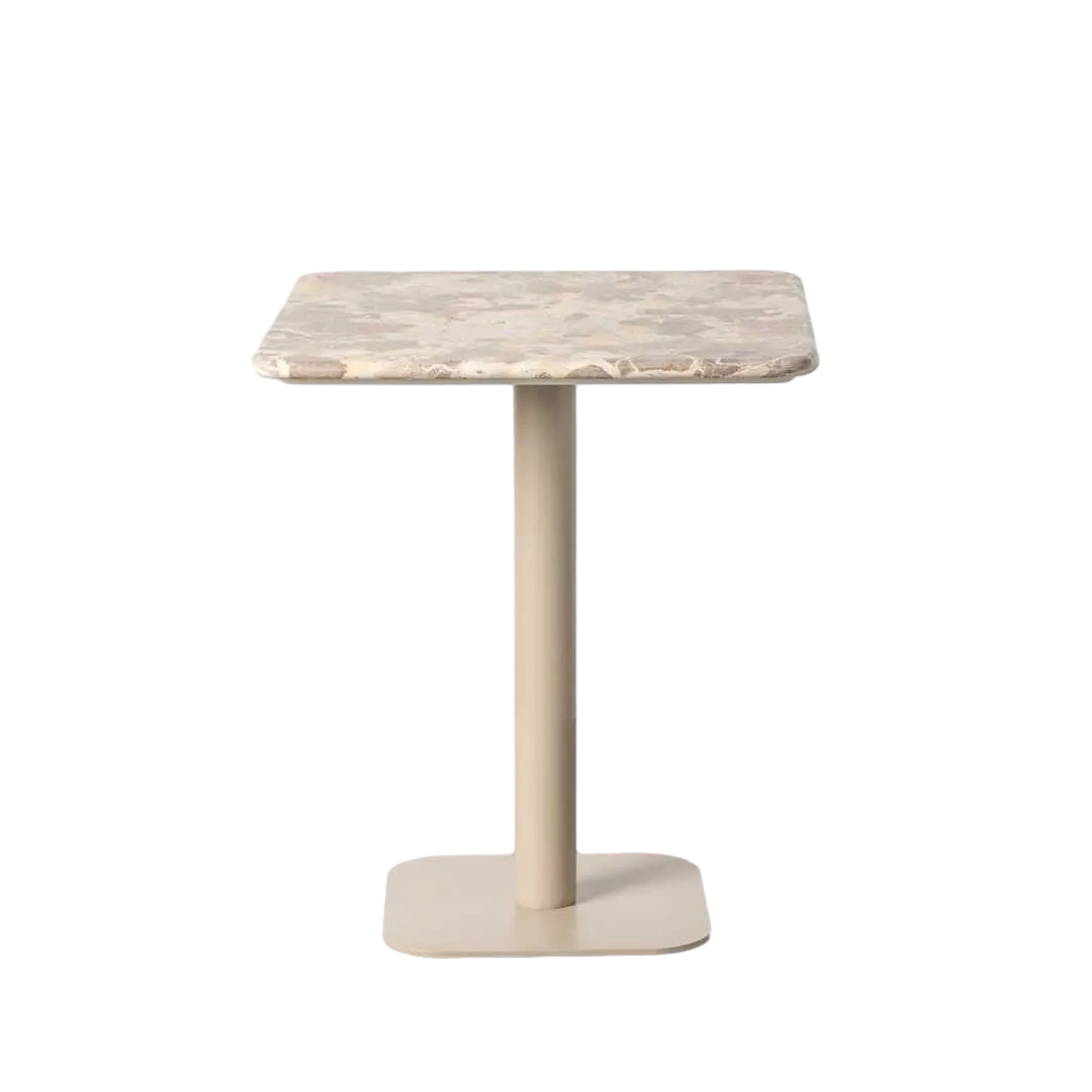 Mesa beige de piedra natural y hierro 65x65x75cm - Ixia - 617180IX - foto-transparente