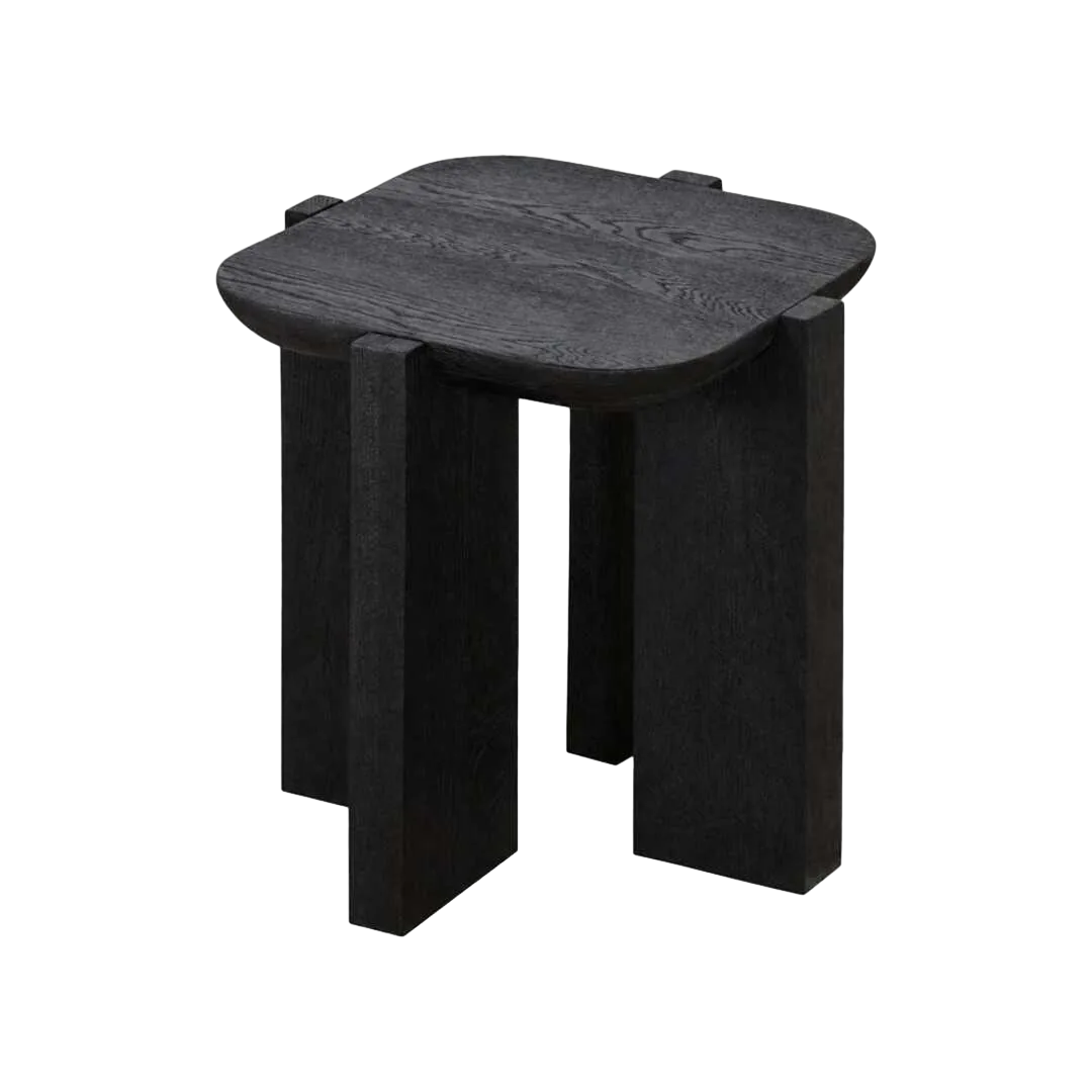 Mesita auxiliar negra en madera de roble 40x40x45cm - Ixia - 617214IX - foto-transparente