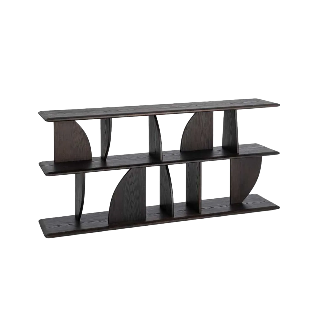 Estantería marrón en madera de caucho 180x38x83cm - Ixia - 617247IX - foto-transparente