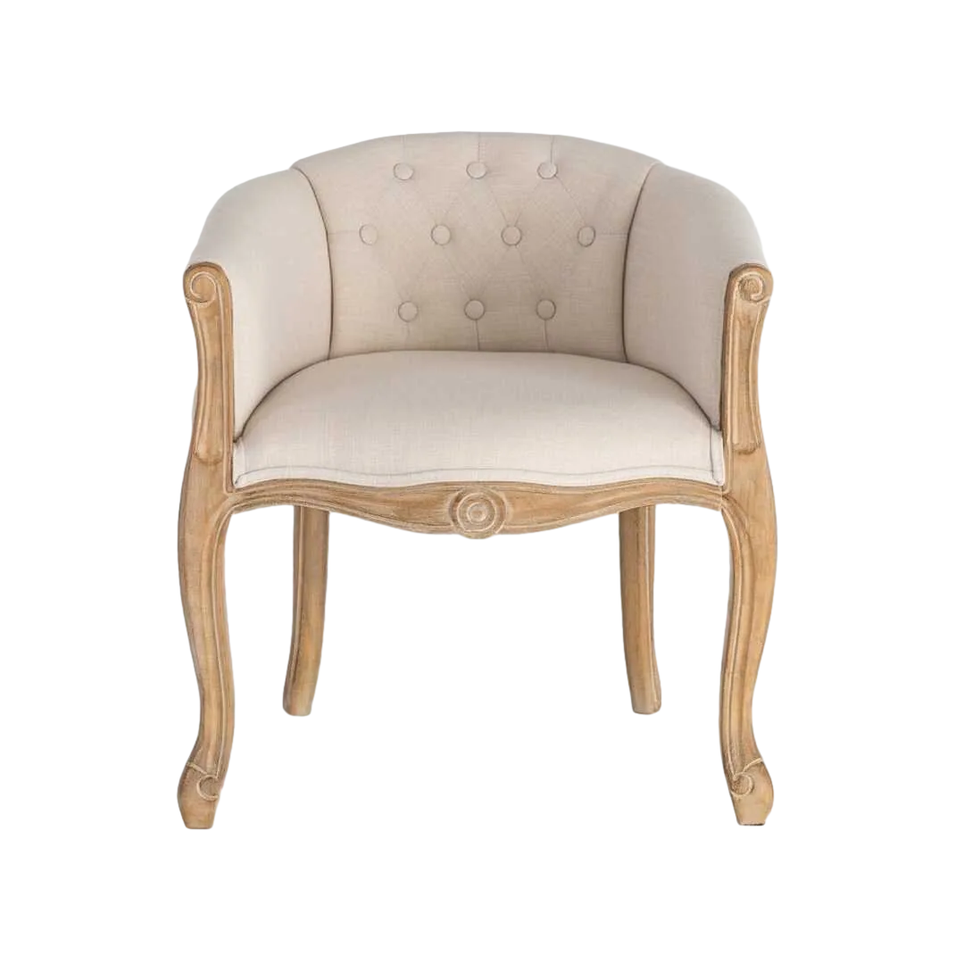 Sillón tejido en lino con patas de madera color natural blanco asiento 63x60x69cm - Ixia - 617248IX - foto-transparente