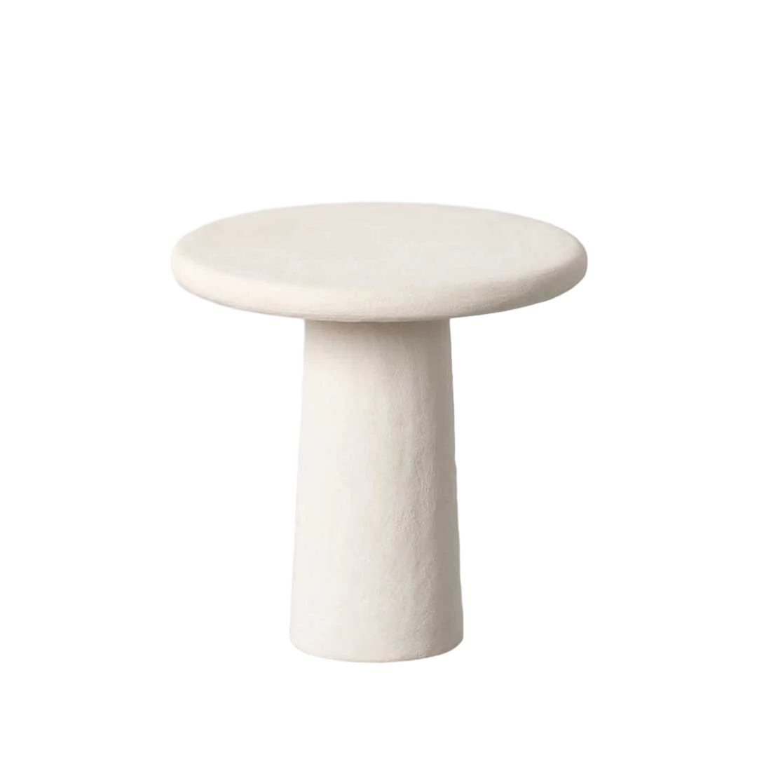 Mesita blanca de hierro con acabado texturizado efecto papel maché 38x38x38cm - Ixia - 617265IX - foto-transparente