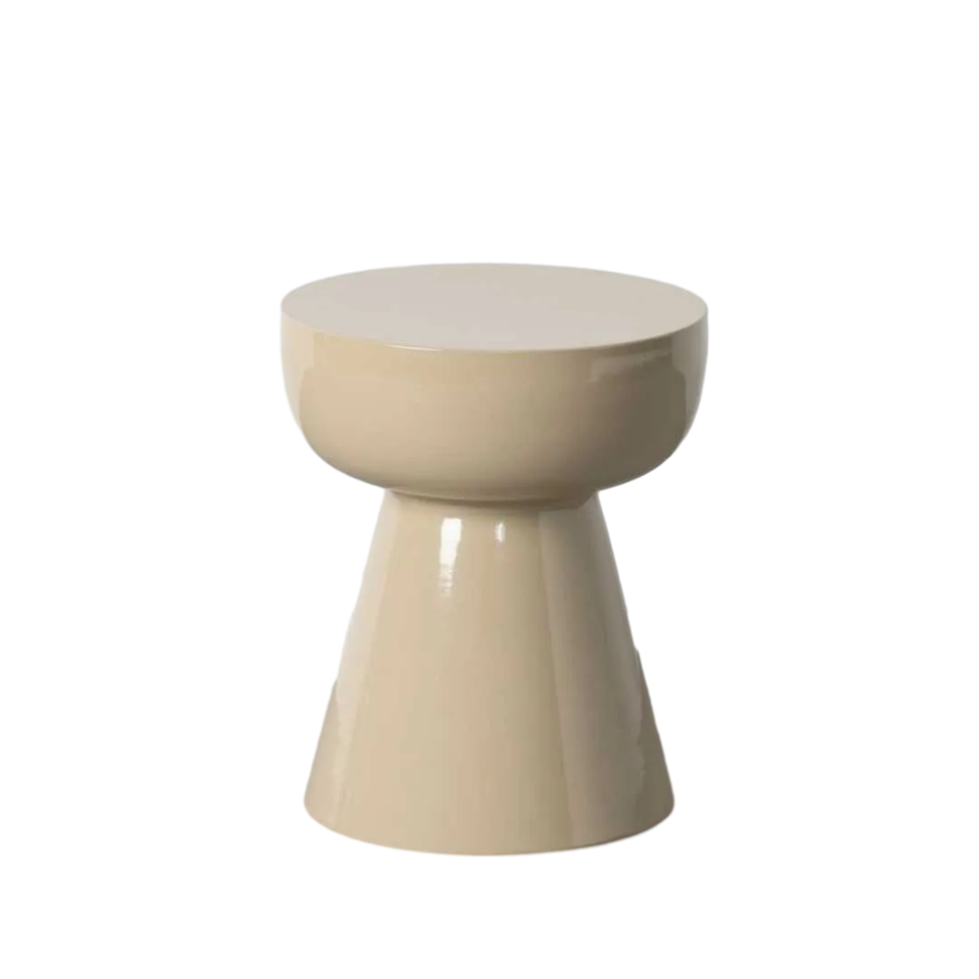 Mesita auxiliar de metal acabado brillo color taupe 34x34x40cm - Ixia - 617276IX - foto-transparente