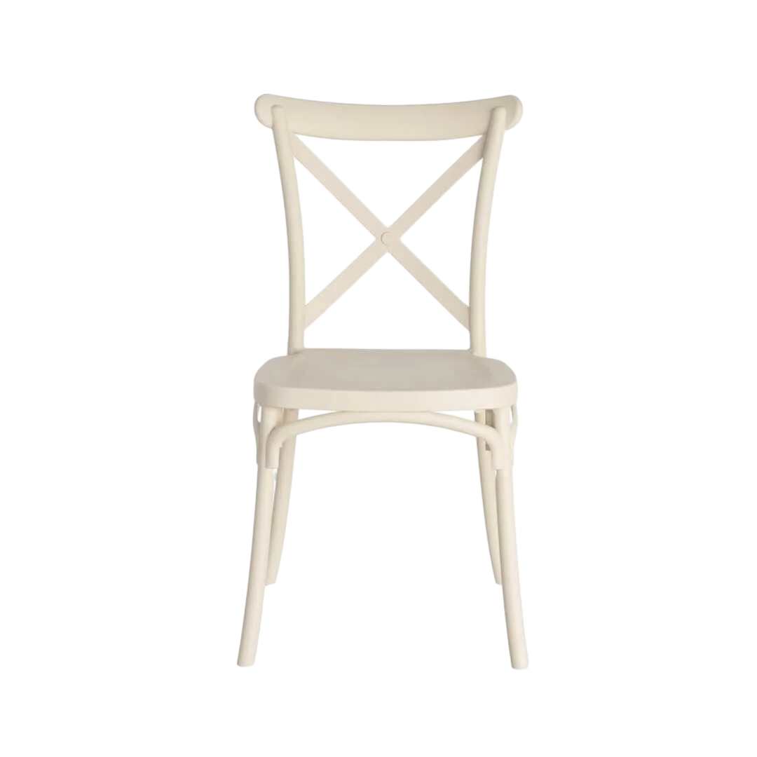 Silla apilable para exterior e interior en polipropileno color crema 53x43x88cm - Ixia - 617403IX - foto-transparente