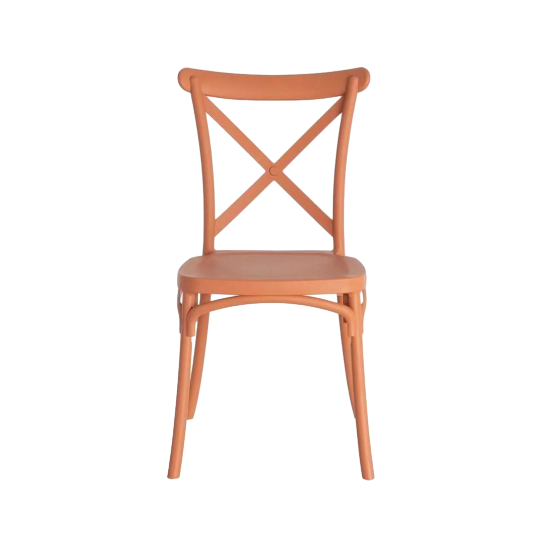 Silla apilable en polipropileno color teja apta para exterior e interior homologada para uso contract 53x43x88cm - Ixia - 617404IX - foto-transparente
