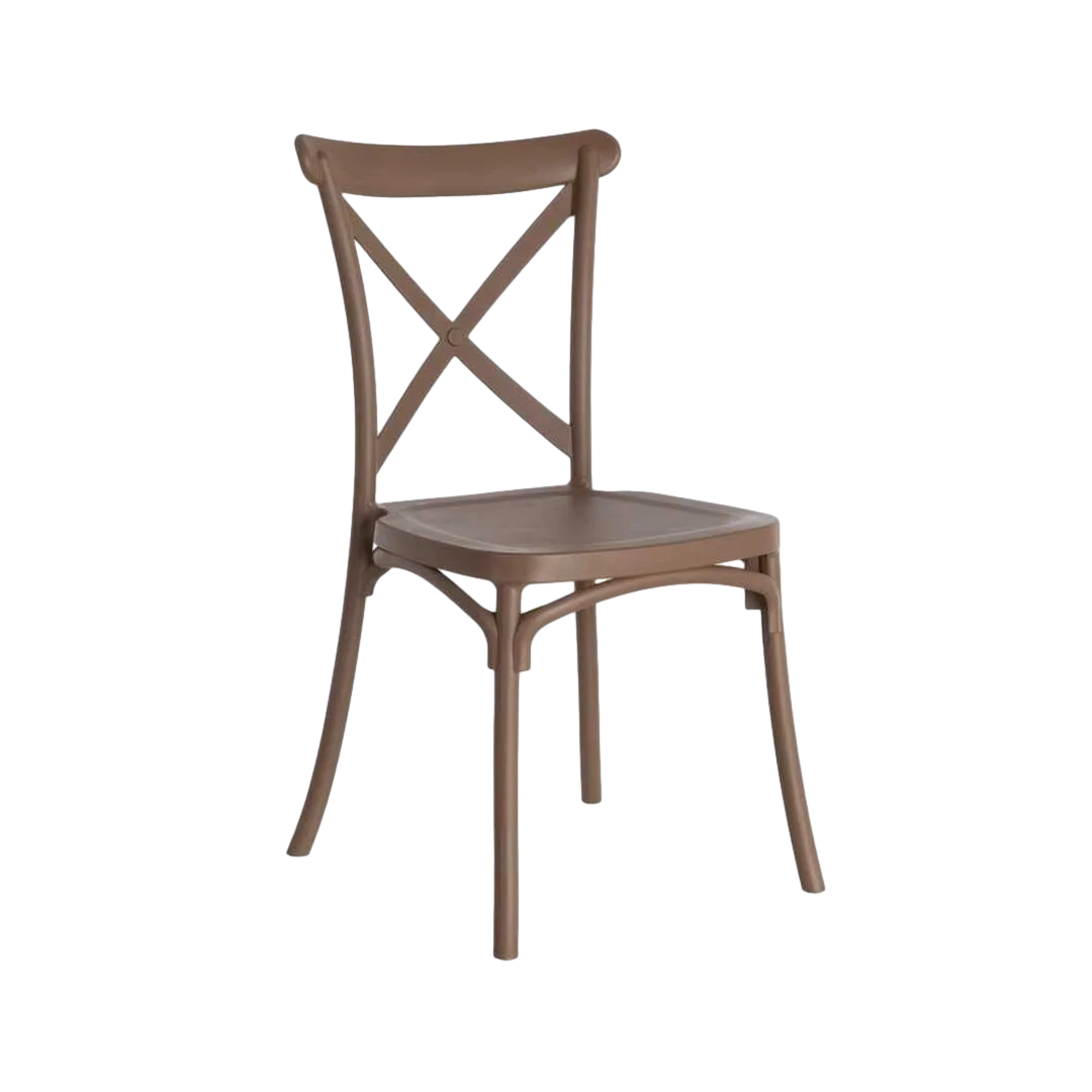 Silla apilable para exterior e interior marrón polipropileno 53x43x88cm - Ixia - 617405IX - foto-transparente