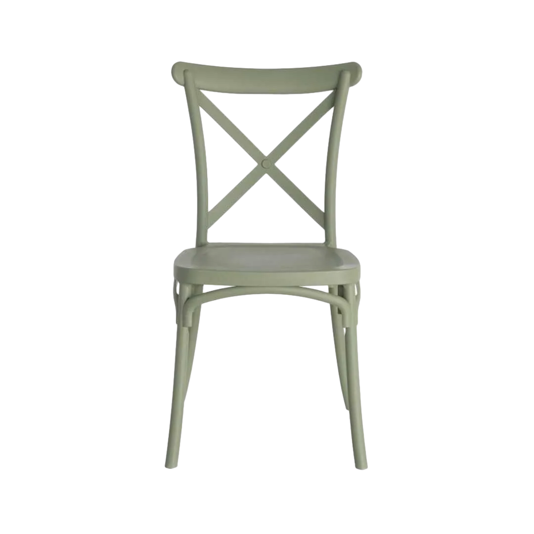 Silla apilable de exterior verde en polipropileno 53x43x88cm - Ixia - 617407IX - foto-transparente