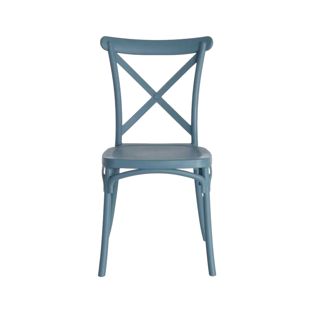 Silla apilable para exterior azul en polipropileno 53x43x88cm - Ixia - 617413IX - foto-transparente