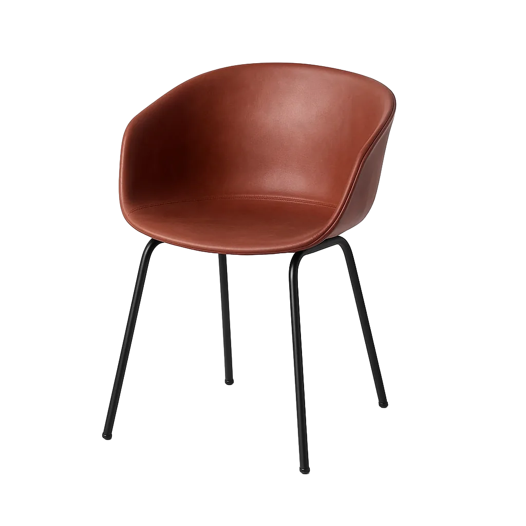 Silla granate tapizada en símil piel con patas metálicas y estructura de polipropileno 59x50.50x81.50cm - Ixia - 617415IX - foto-transparente