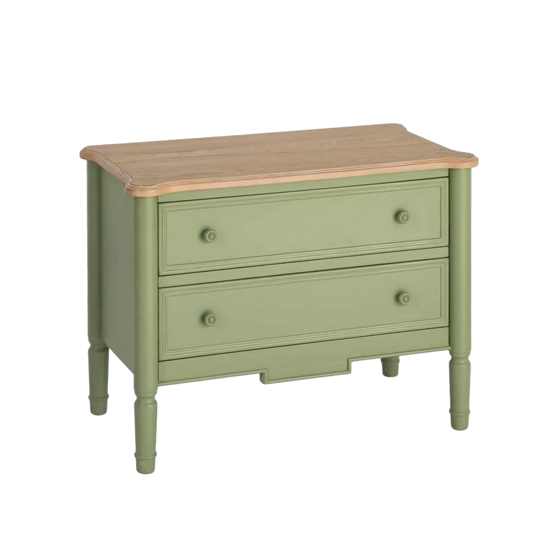 Mueble auxiliar en madera de abeto y DM acabado natural y verde 80x45x60cm - Ixia - 617460IX - foto-transparente