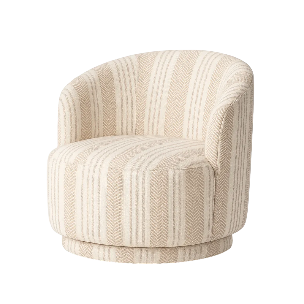 Sillón giratorio beige en tejido y madera con base metálica 75x74x65cm - Ixia - 617471IX - foto-transparente