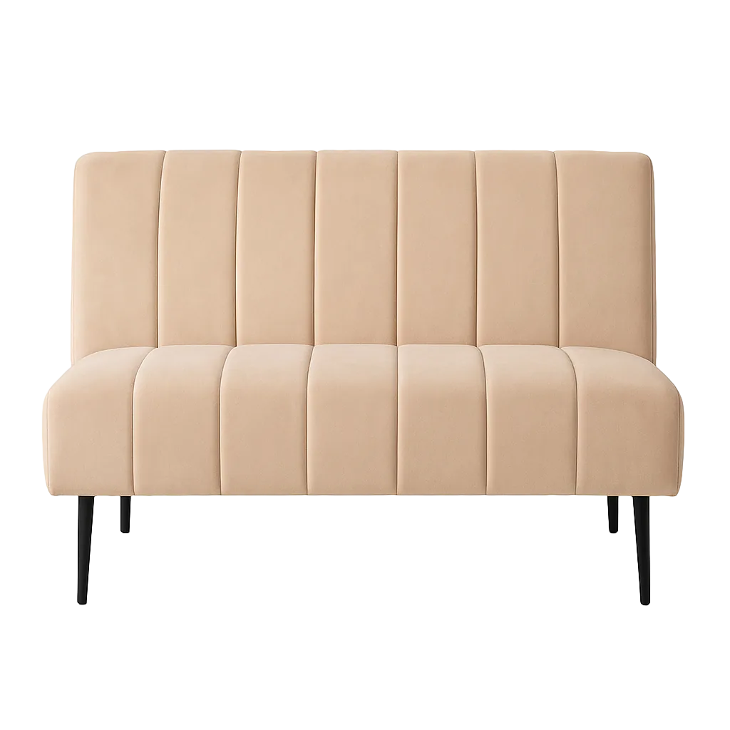 Banco para hostelería tapizado en terciopelo beige 120x62x90cm - Ixia - 617474IX - foto-transparente