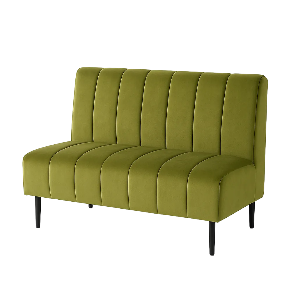 Banco hostelería tapizado en terciopelo verde ignífugo con patas metálicas 120x62x90cm - Ixia - 617475IX - foto-transparente