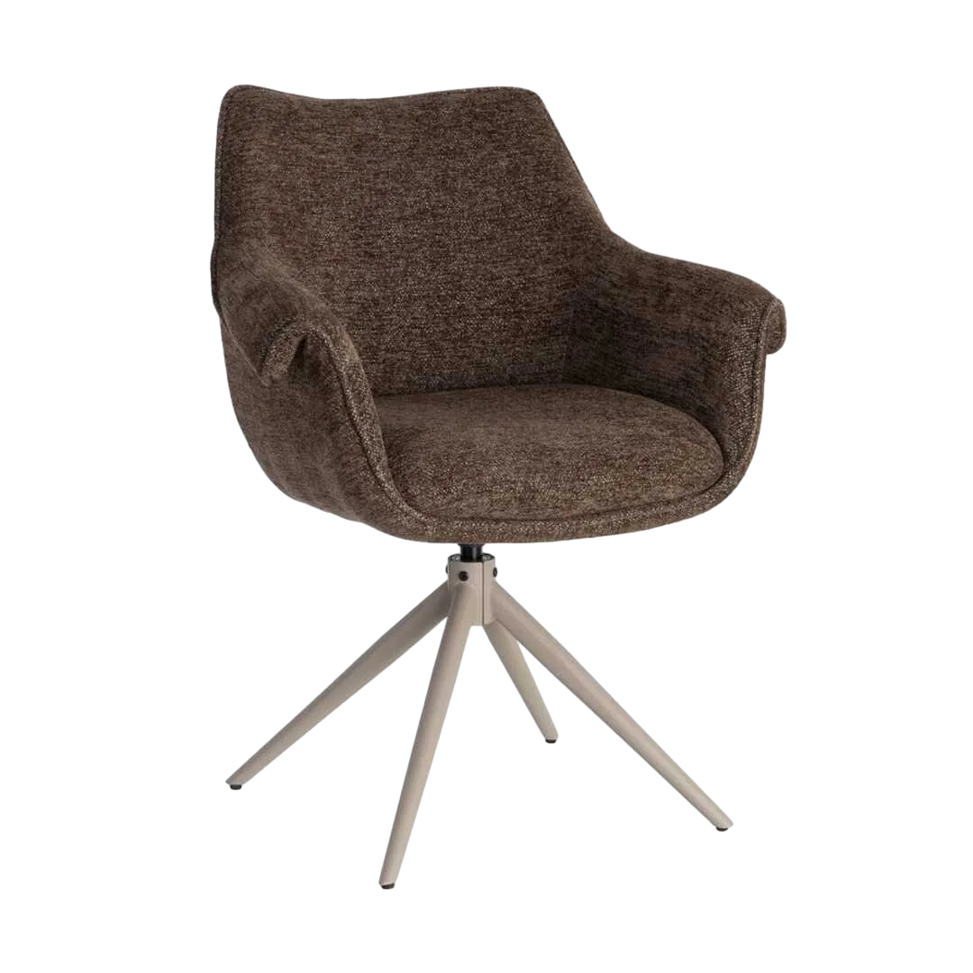 Silla tapizada giratoria 360º con autoretorno y muelles pocket spring estructura metálica 66x60x86cm - Ixia - 617484IX - foto-transparente