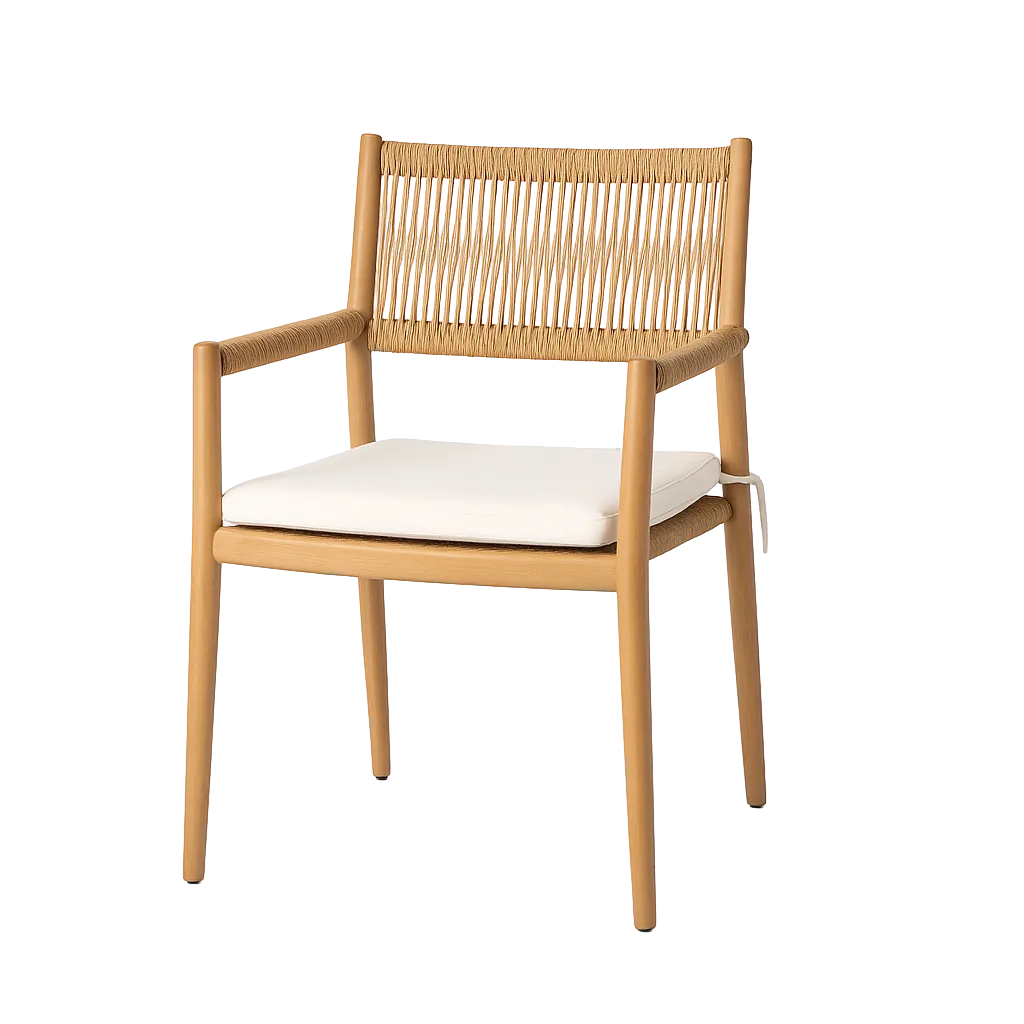 Silla apilable de acero y rattan PE para exterior con cojines desenfundables 55x55x85cm - Ixia - 617500IX - foto-transparente