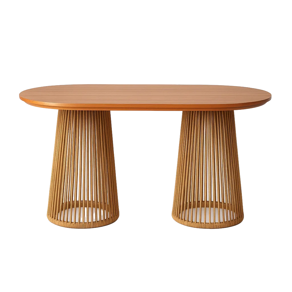Mesa de comedor exterior en polywood y PE ratán 180x90x76.50cm - Ixia - 617504IX - foto-transparente