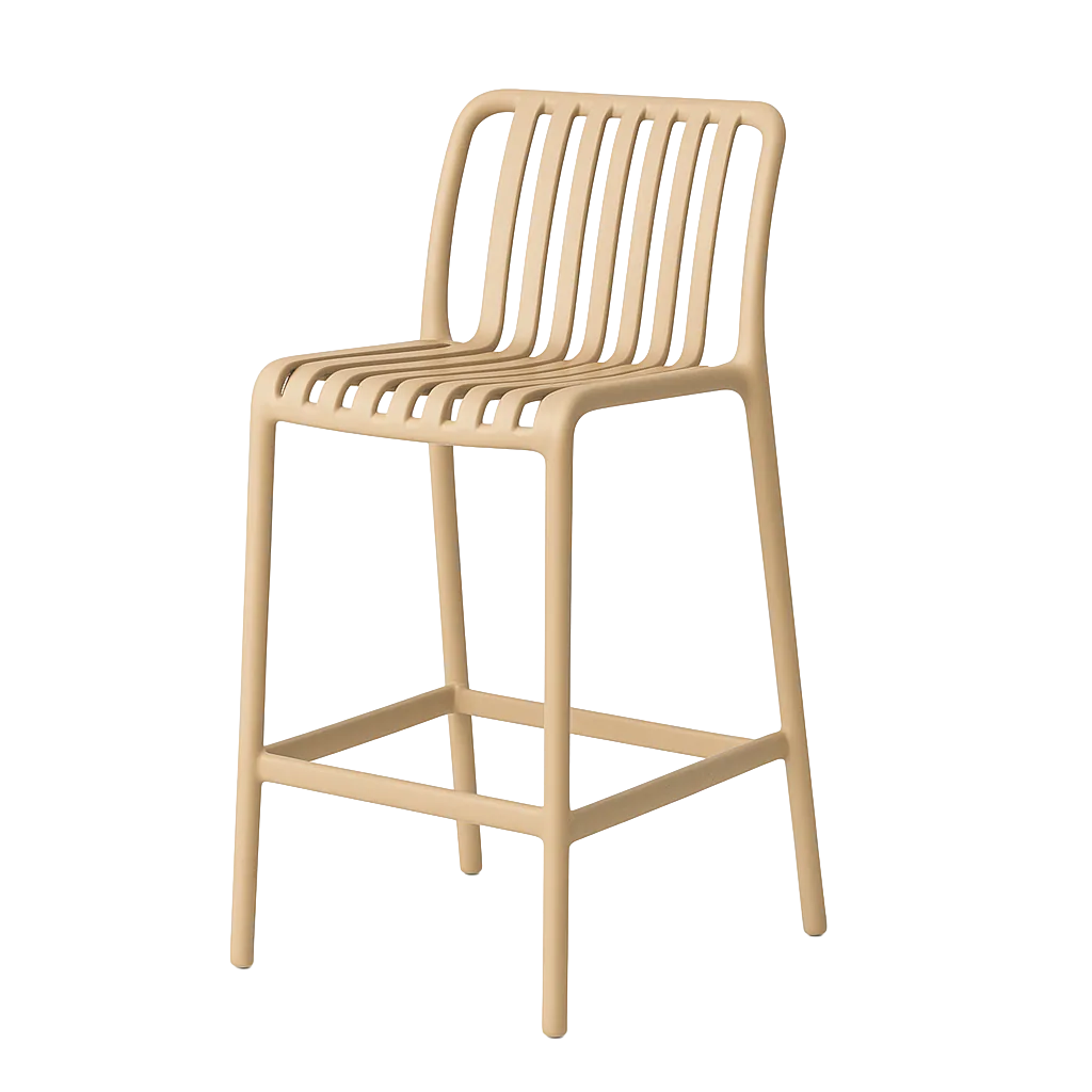 Taburete beige de polipropileno para exterior no apilable asiento 65cm 51x50x92cm - Ixia - 617726IX - foto-transparente