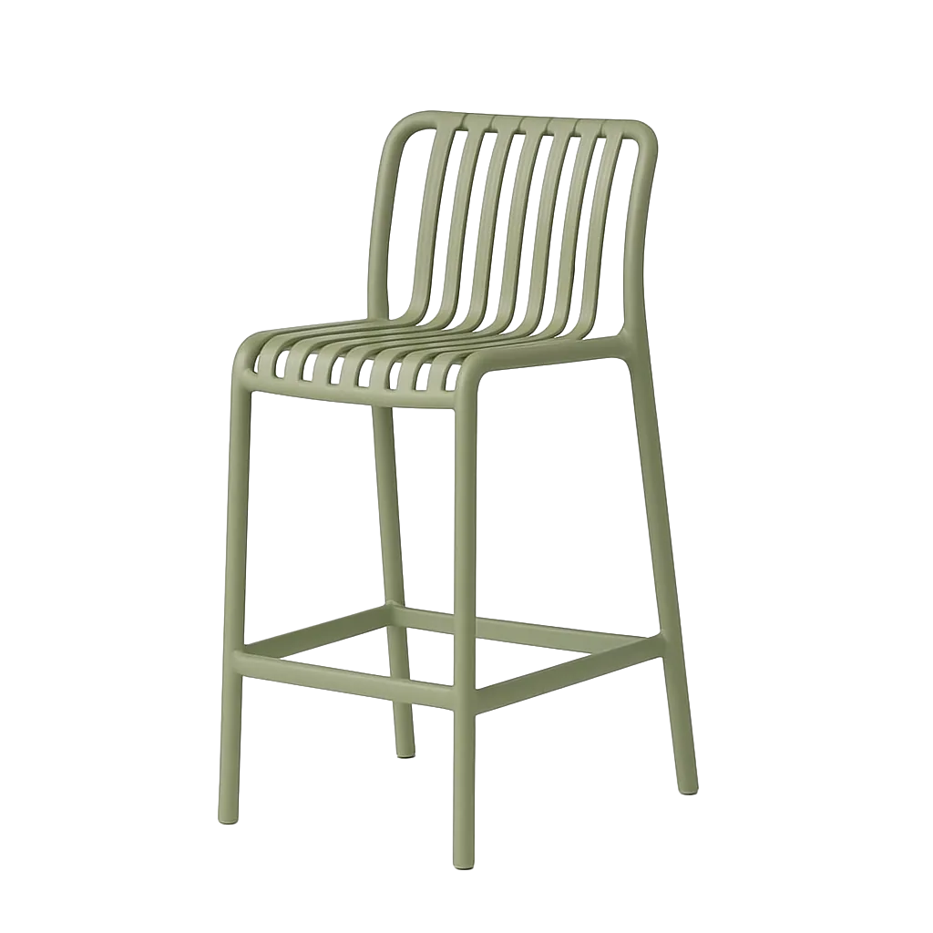 Taburete verde de polipropileno para exterior altura de asiento 65cm 51x50x92cm - Ixia - 617727IX - foto-transparente