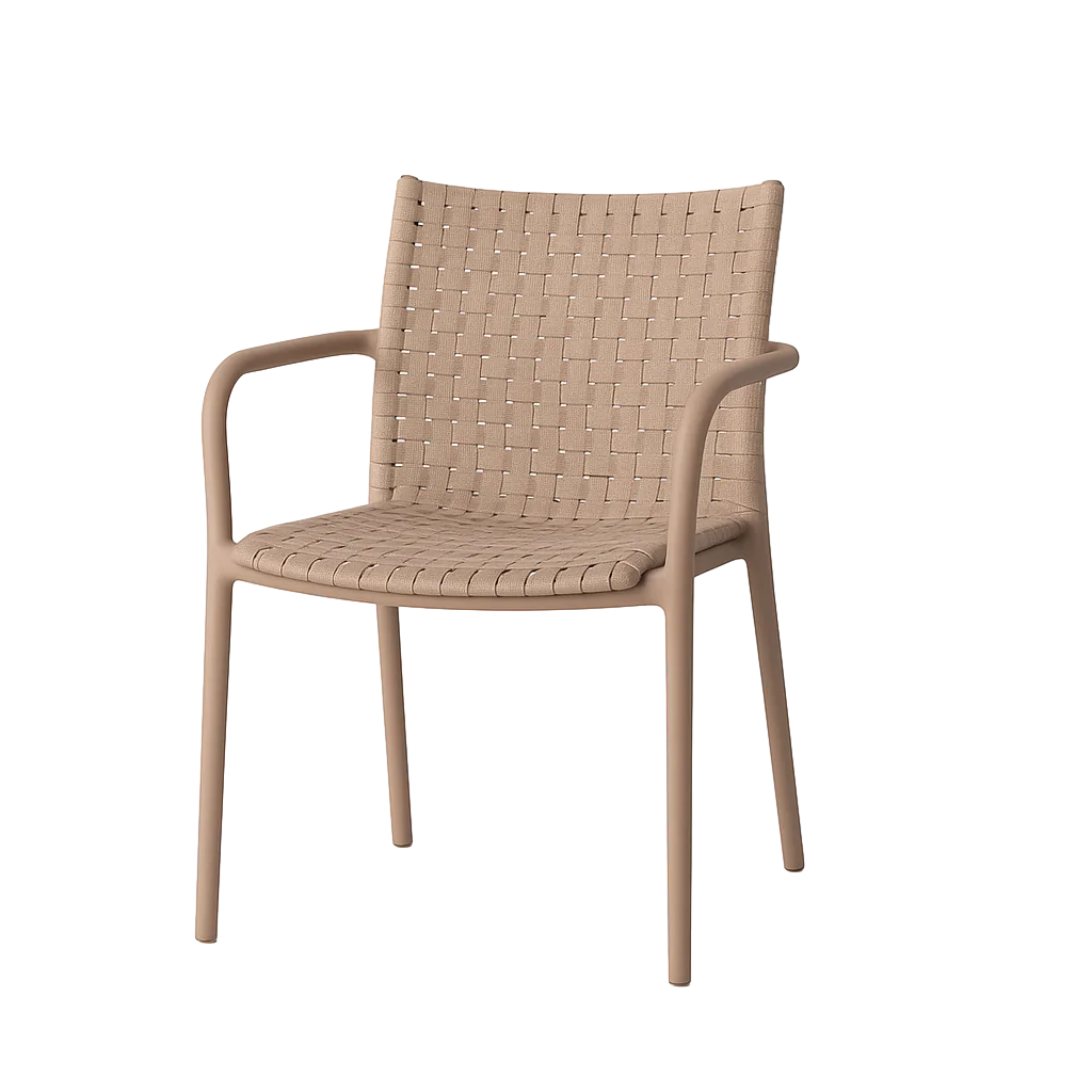 Silla apilable para exterior de polipropileno reforzado con fibra de vidrio color taupe 61.50x59x83cm - Ixia - 617729IX - foto-transparente