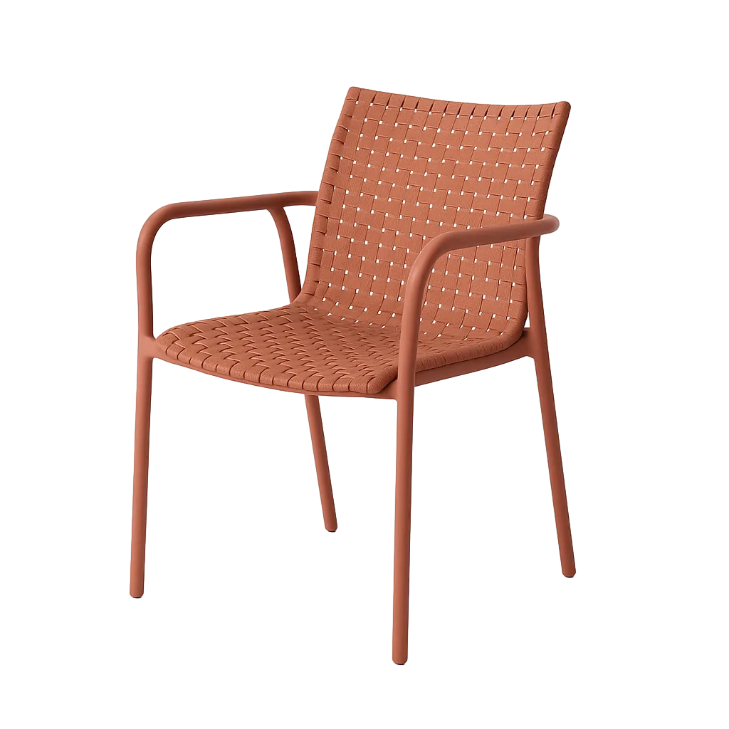 Silla apilable para exterior en polipropileno reforzado con fibra de vidrio protección UV terracota 61.50x59x83cm - Ixia - 617730IX - foto-transparente