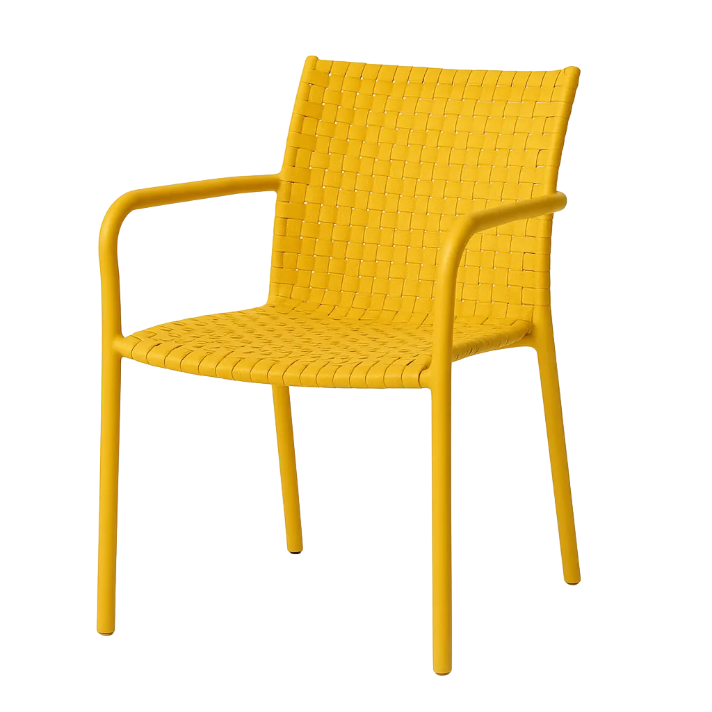 Silla apilable para exterior amarillo polipropileno reforzado con fibra de vidrio protección UV altura asiento 44cm 61.50x59x83cm - Ixia - 617731IX - foto-transparente