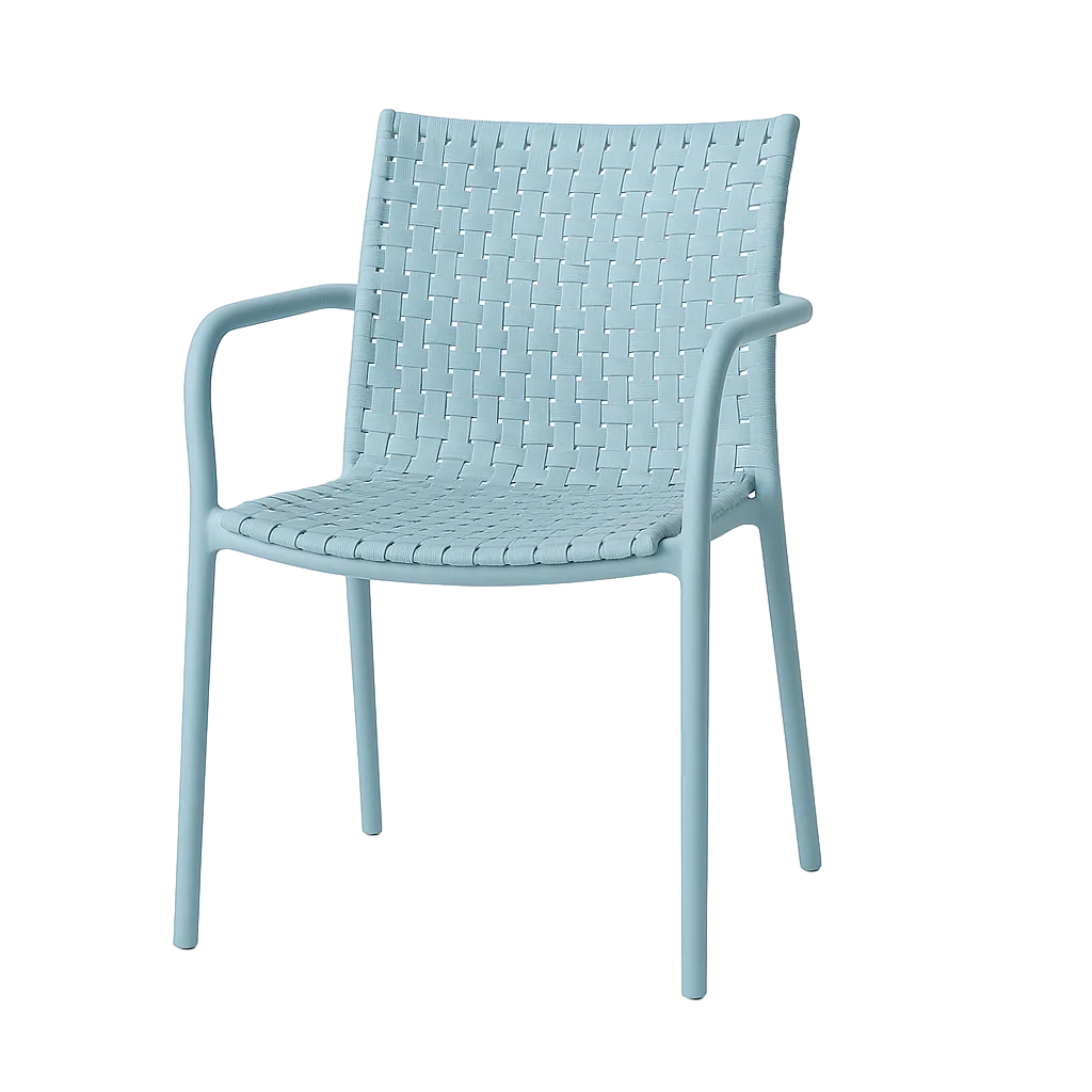 Silla apilable para exterior azul de polipropileno reforzado con fibra de vidrio protección UV uso contract 61.50x59x83cm - Ixia - 617732IX - foto-transparente