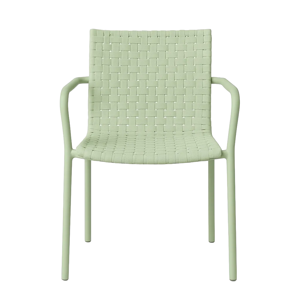 Silla apilable exterior verde en polipropileno reforzado con fibra de vidrio protección UV altura de asiento 44cm 61.50x59x83cm - Ixia - 617733IX - foto-transparente