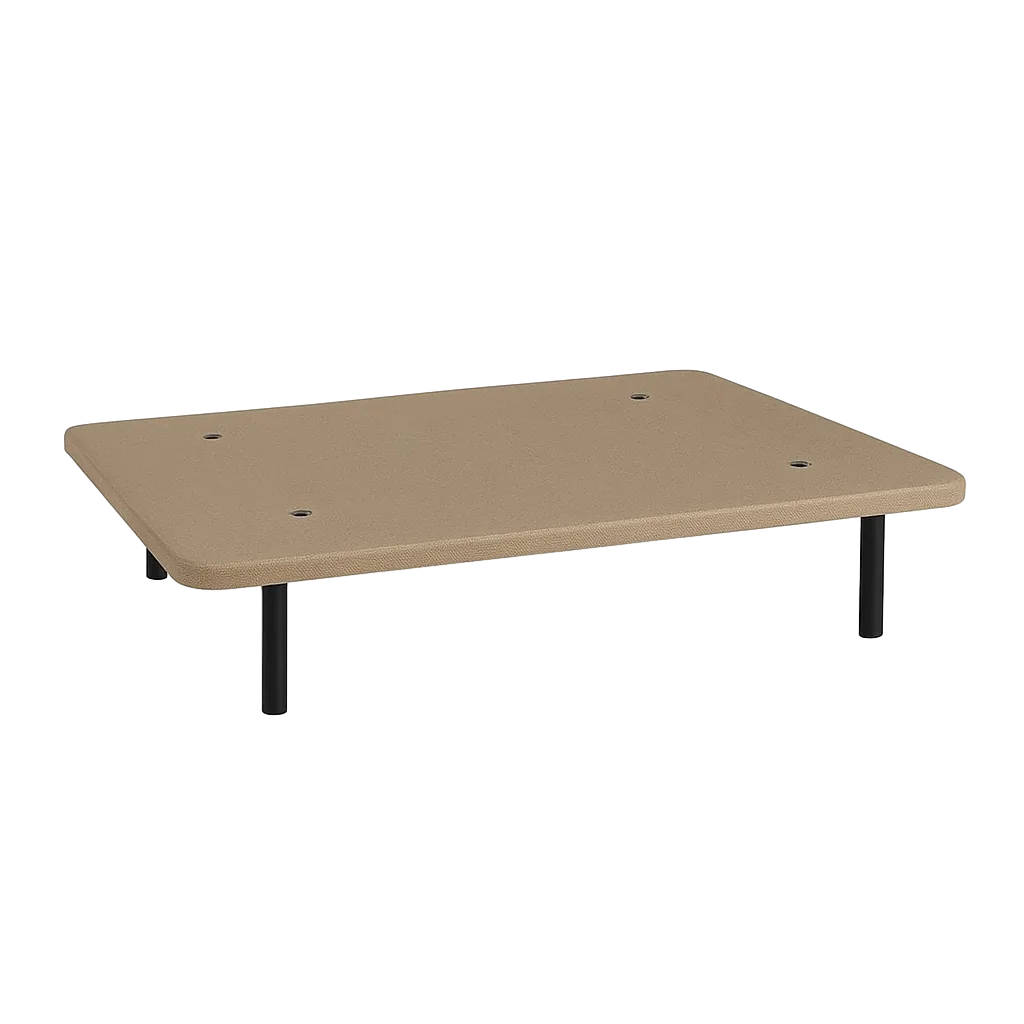 Base tapizada beige con estructura de acero y refuerzo transversal 135x190x4cm - Ixia - 618139IX - foto-transparente