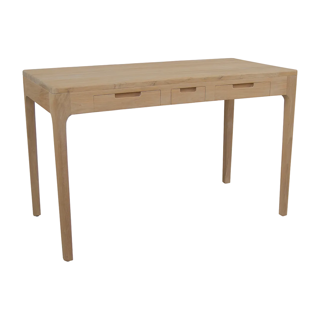 Escritorio Terra 3 cajones de madera de teca maciza hecho a mano 120x76x60cm - Moycor - 6390101MYC - foto-transparente