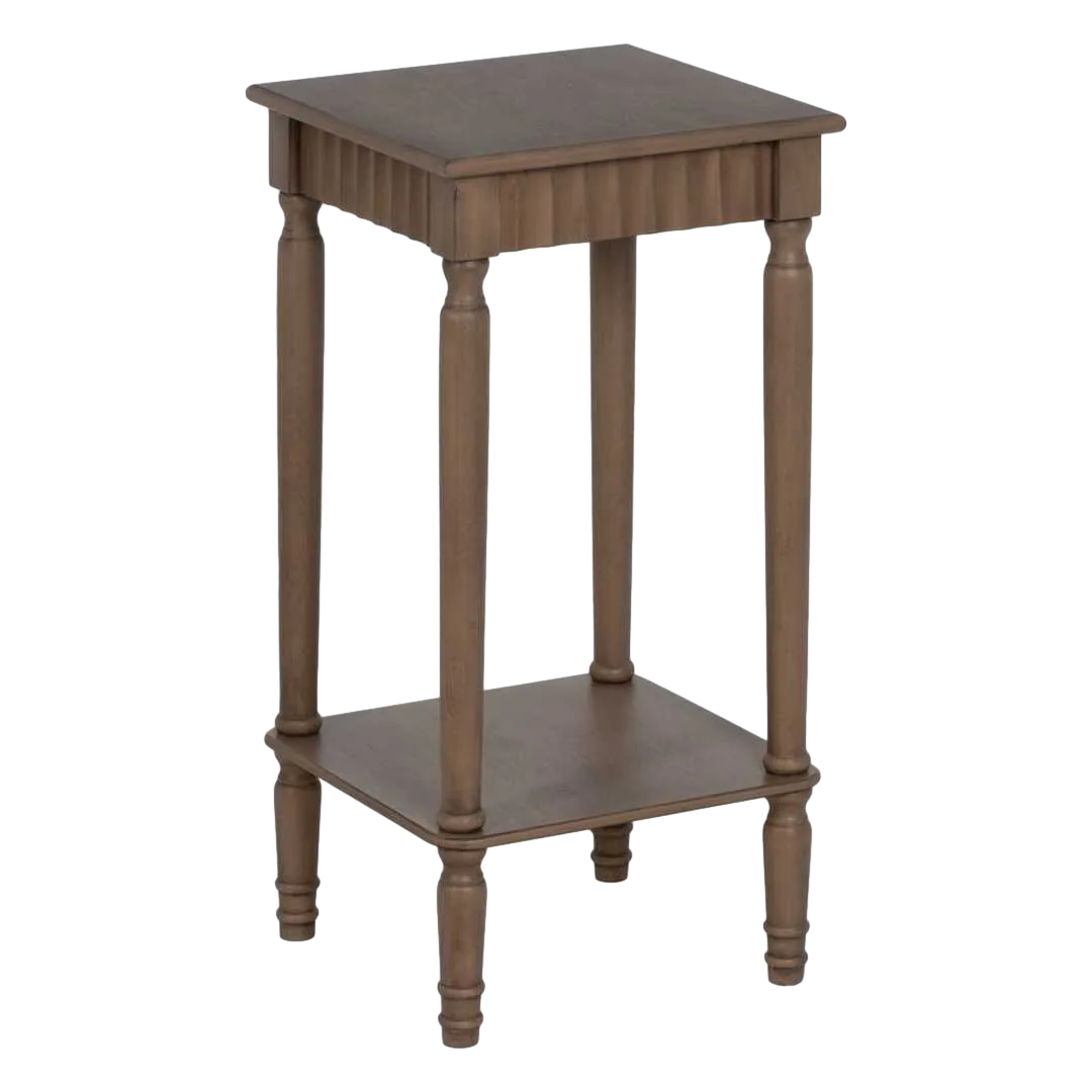 Mesa auxiliar marrón con tablero y cajones en DM y estructura de pino 36x36x71cm - Ixia - 640418IX - foto-transparente