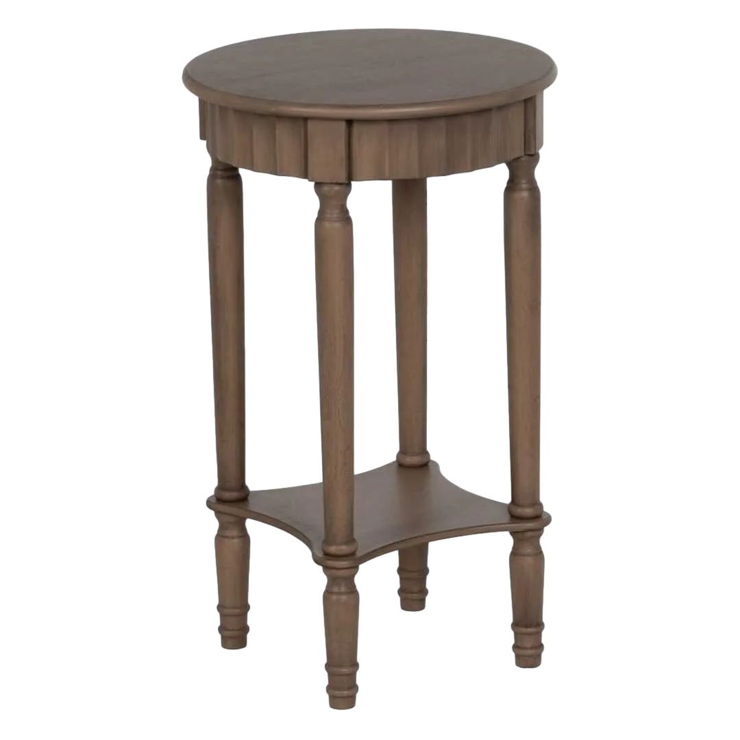 Mesita auxiliar marrón en DM con estructura de pino 40x40x66cm - Ixia - 640419IX - foto-transparente